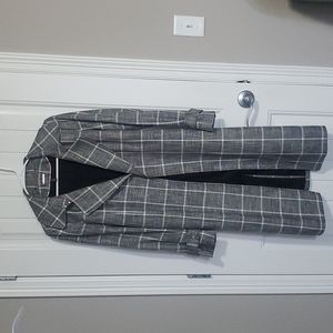 White House Black Market Plaid Belted Trench Coat